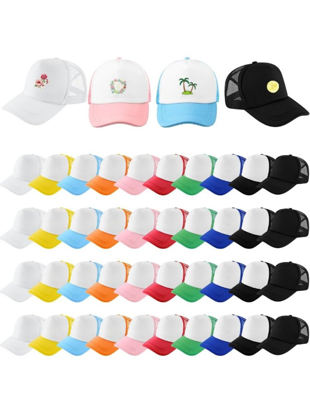 40 Pack Blank Trucker Hats - Customizable, Versatile, Perfect for Events